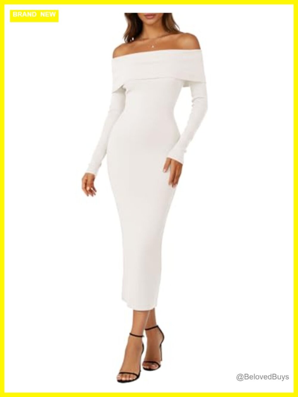 Off Shoulder Bodycon Sweater Dress Long Sleeve Maxi Ribbed Knit